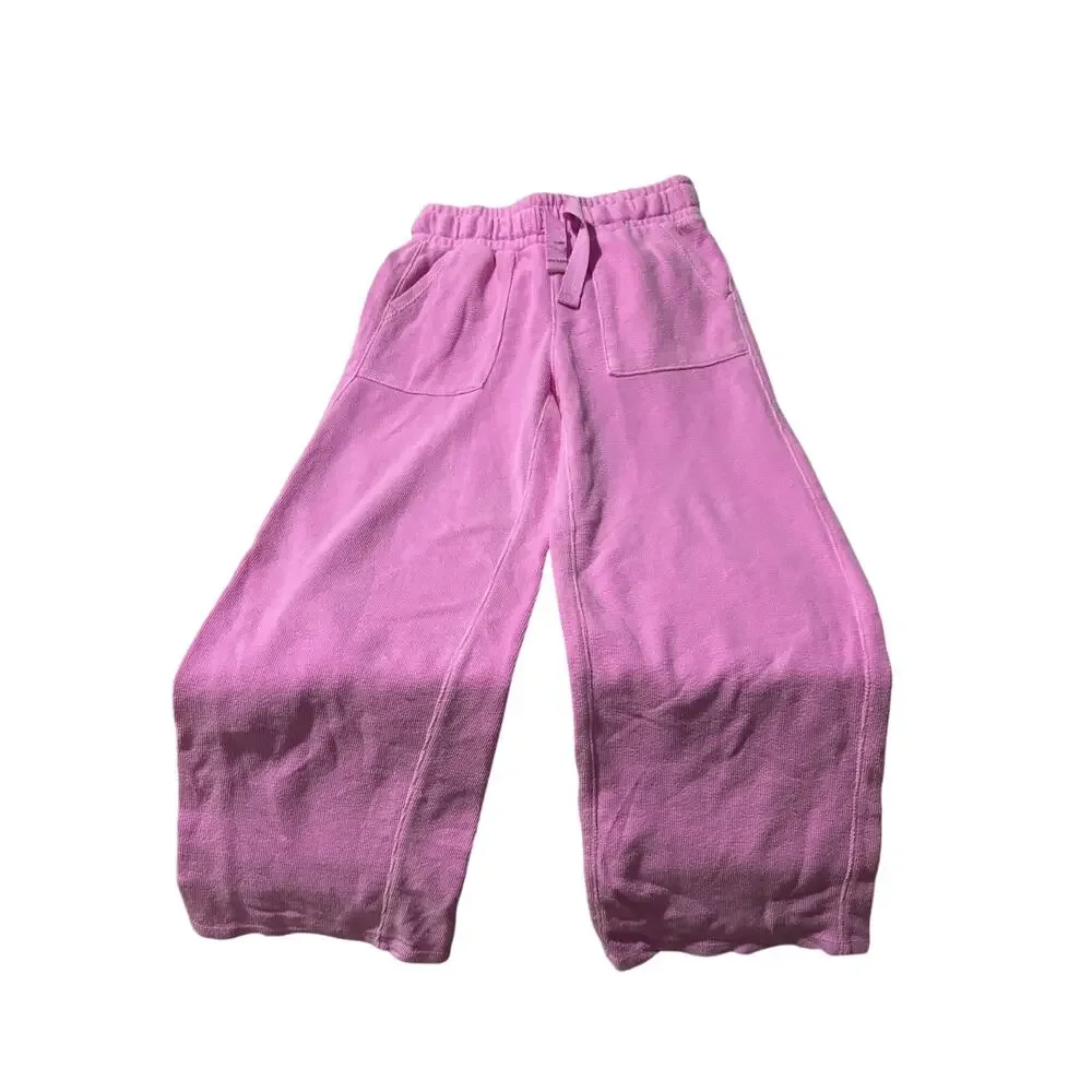Cat & Jack M 8 pink cotton poly wide leg elastic Waist pull on palazzo pant euc